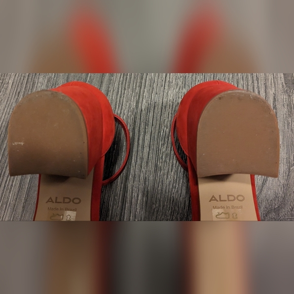 Aldo Red Strappy 2 in block Heeled Sandal, Size 6 - Picture 3 of 9